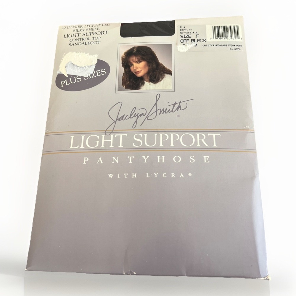 Jaclyn Smith Light Support Pantyhose Lycra Plus Size F Off Black Vintage Kmart